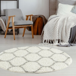The Rugs Moroccan Shaggy Rugs And Runners Soft Fluffy Trellis Design High Pile Ivory And Grey Living Room Kitchen Hallway 600 - thumbnail 5