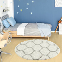 The Rugs Moroccan Shaggy Rugs And Runners Soft Fluffy Trellis Design High Pile Ivory And Grey Living Room Kitchen Hallway 600 - thumbnail 4