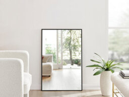 Furniturebox Emma Small 100X66Cm Black Framed Rectangular Vertical Living Room Hallway Wall Mirror - thumbnail 2