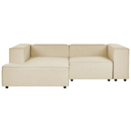Beliani Modular Corner Sofa 2 Seater Aprica Faux Linen Beige Right Hand - thumbnail 1