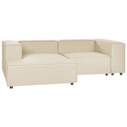 Beliani Modular Corner Sofa 2 Seater Aprica Faux Linen Beige Right Hand - thumbnail 4