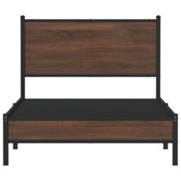 Berkfield Metal Bed Frame Without Mattress Brown Oak 107X203 Cm - thumbnail 5