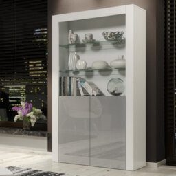 Creative Furniture Spectrum Display Cabinet 170Cm - White & Grey Gloss Doors - thumbnail 5