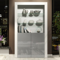 Creative Furniture Spectrum Display Cabinet 170Cm - White & Grey Gloss Doors