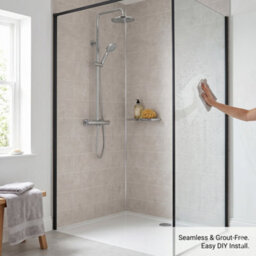 Ener-J Britwall Pvc Shower Panels Pack Of 3 Light Grey Brick Waterproof Bathroom Wall Cladding 2400X1000X10mm Matt Finish - thumbnail 1