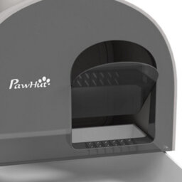 Pawhut Cat Litter Box Kitten Litter Tray W/ Lid, Scoop, Filter, Flap Door, Grey - thumbnail 7