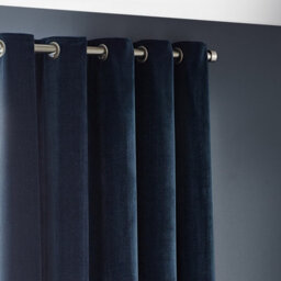 Yard Heavy Chenille Velvet Room Darkening Eyelet Curtain Pair Navy (W)168Cm X (D)183Cm - thumbnail 2