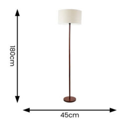 Valuelights Heather Dark Wood Single Stem Floor Lamp With Natural White Trim Fabric Drum Shade - thumbnail 4