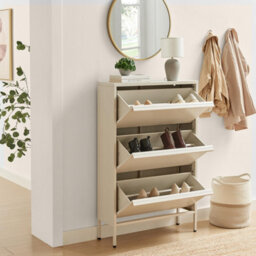 Furniturebox Uk Eira Cream Metal Storage Shoe Cabinet - thumbnail 3