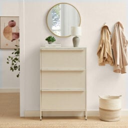 Furniturebox Uk Eira Cream Metal Storage Shoe Cabinet - thumbnail 2