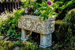 Pair Of Lion Head Design Stone Vases And Planter Troughs - thumbnail 9