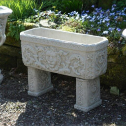 Pair Of Lion Head Design Stone Vases And Planter Troughs - thumbnail 5