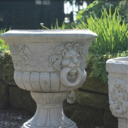 Pair Of Lion Head Design Stone Vases And Planter Troughs - thumbnail 6