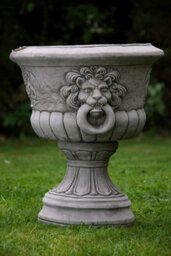 Pair Of Lion Head Design Stone Vases And Planter Troughs - thumbnail 7