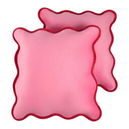 OHS 2 Pack Matte Velvet Scallop Edge Cushion Cover, Pink/red - 45 X 45Cm