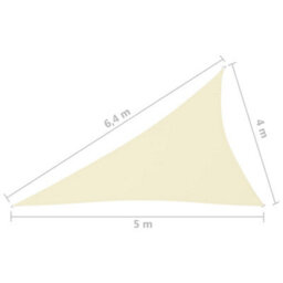 Berkfield Sunshade Sail Oxford Fabric Triangular 4X5X6.4 M Cream - thumbnail 6