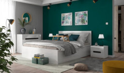 Impact Furniture Ottoman King Size Bed Frame Euro 160Cm Gas Lift Up Storage White Gloss Bed Tetrix - thumbnail 8
