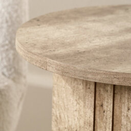 Pacific Lifestyle Grey Concrete Effect Round Side Table With Fluted Groove Plinth Base 40Cm, Elkton - thumbnail 5