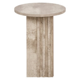 Pacific Lifestyle Grey Concrete Effect Round Side Table With Fluted Groove Plinth Base 40Cm, Elkton - thumbnail 7