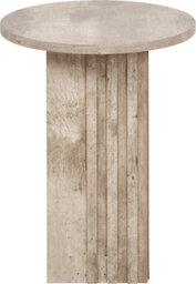 Pacific Lifestyle Grey Concrete Effect Round Side Table With Fluted Groove Plinth Base 40Cm, Elkton - thumbnail 2