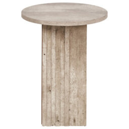 Pacific Lifestyle Grey Concrete Effect Round Side Table With Fluted Groove Plinth Base 40Cm, Elkton - thumbnail 9