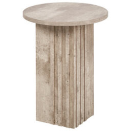 Pacific Lifestyle Grey Concrete Effect Round Side Table With Fluted Groove Plinth Base 40Cm, Elkton - thumbnail 8