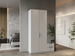 FurniComp LTD Furnicomp Chicago 3 Door 2 Drawer Matt White 120Cm Mirrored Triple Wardrobe - thumbnail 7