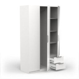 FurniComp LTD Furnicomp Chicago 3 Door 2 Drawer Matt White 120Cm Mirrored Triple Wardrobe - thumbnail 5