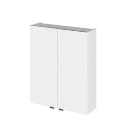 Hudson Reed Fusion Wall Hung 2 Door Cupboard, Mfc Painted Gloss White, Contemporary Fitted Furniture, 500X182X713mm