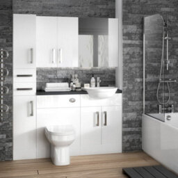 Hudson Reed Fusion Wall Hung 2 Door Cupboard, Mfc Painted Gloss White, Contemporary Fitted Furniture, 500X182X713mm - thumbnail 2