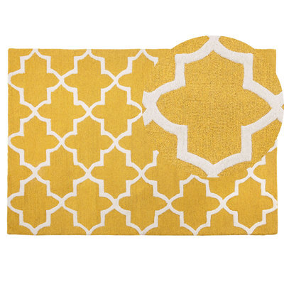 Beliani Rug Silvan Yellow 140 X 200 Cm Wool - image 1