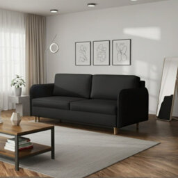 Gaja 209Cm Modern Sofa Bed With Storage Dl Mechanism Comfortable Fold Out Couch With Durable Hydrophobic Fabric Black - thumbnail 2
