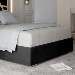 Arabella Upholstered Soft Velvet Metal Black Bed Frame - thumbnail 3