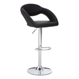 Orsina Black Faux Leather Bar Chair, Backrest Breakfast Bar Chair, Footrest Living Bar Chair Kitchen - thumbnail 2