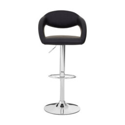 Orsina Black Faux Leather Bar Chair, Backrest Breakfast Bar Chair, Footrest Living Bar Chair Kitchen - thumbnail 1