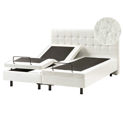 Beliani Adjustable Bed Boucle Duke 160 X 200 Cm (Eu King Size) Off-White - image 1