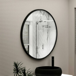 Royal Bathrooms Elmore 800 X 800mm Wall Mounted Bathroom Mirror Round Matt Black Aluminium Framed Non-Led Minimalist Design - thumbnail 5