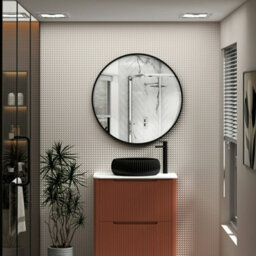 Royal Bathrooms Elmore 800 X 800mm Wall Mounted Bathroom Mirror Round Matt Black Aluminium Framed Non-Led Minimalist Design - thumbnail 4