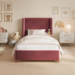 Flair Alma Single Winged Headboard Bed Pink Velvet - thumbnail 2