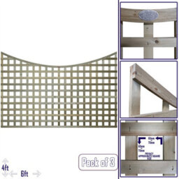 Premier Garden Supplies Concave Top Wooden Trellis Panel 6Ft X 4Ft (3 Pack) Privacy Square Lattice Fencing Screen Divider For Climbing Plant Support