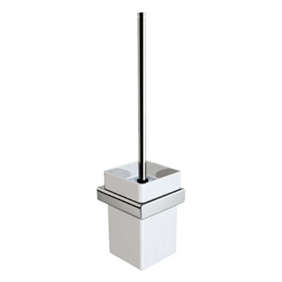 Plum&clay Vera Wall Mounted Chrome Toilet Brush & Ceramic Holder
