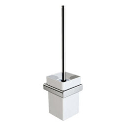 Plum&clay Vera Wall Mounted Chrome Toilet Brush & Ceramic Holder