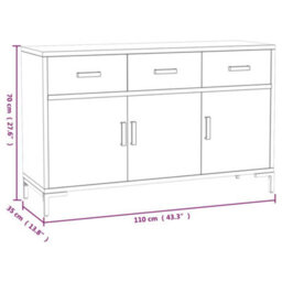 Vidaxl Sideboard Black 110X35X70 Cm Solid Pinewood - thumbnail 9