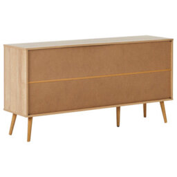 Beliani Glass Display Sideboard Albany 150 Cm Light Brown - thumbnail 7