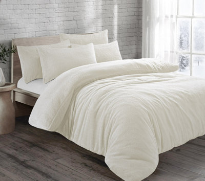 Homes & Linen Teddy Fleece Duvet Cover Set With Pillow Case Thermal Fleece Warm Cosy Soft Fur Teddy Bedding Duvet Cover Set