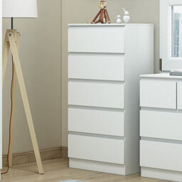 SquareBoxx Fairfield Minimalist Large And Tall Chest Of Drawers 5 Draw In Matt White - thumbnail 4