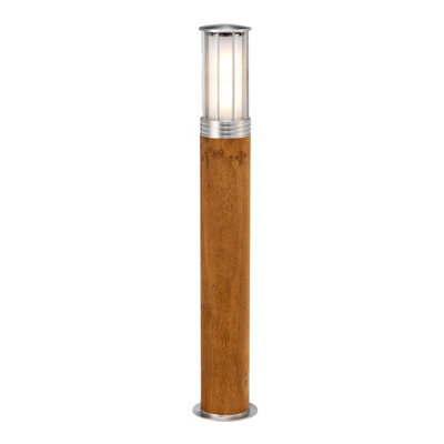 Luminosa Lighting Elstead Hornsea Outdoor Bollard Teak With 316 Stainless Steel, Ip55