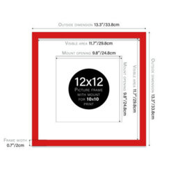 "12X12"" Red Picture Frame - 12X12"" Square Frame With 10X10"" Mount For 12X12""/10X10"" Pictures Vintage Style Photo Display, 1 Pack" - thumbnail 2