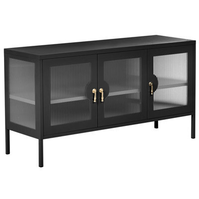 Beliani 3 Door Sideboard Gleora Metal Black - image 1