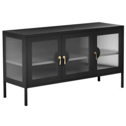 Beliani 3 Door Sideboard Gleora Metal Black - thumbnail 1